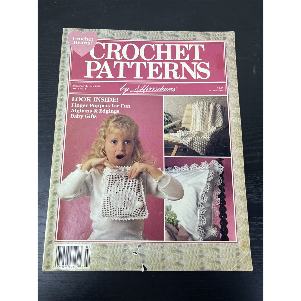 Herrschners Crochet Patterns Vol 4 Jan Feb 1990 Vintage‎ Crochet Magazine